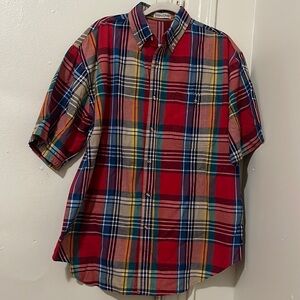 NWT Mens Colorful Plaid Button Shirt Large
